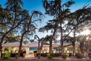 a marquee at a wedding under trees at Auberge Du Lac in Saint-Marcel-lès-Annonay