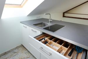Küche/Küchenzeile in der Unterkunft Gästehaus Alte Glaserei