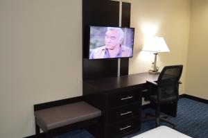 Karnes CityにあるKarnes City Lodgeのデスク(テレビ付)が備わる客室です。