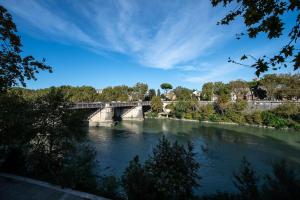 un pont sur une rivière sous un ciel bleu dans l'établissement Lungotevere Ripa, à Rome