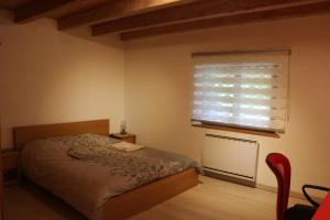 1 dormitorio con cama y ventana en Le clos des Frasses, en Chainaz-les-Frasses