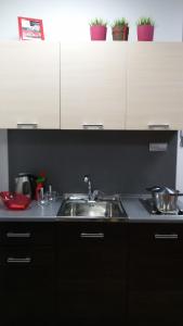 Una cocina o zona de cocina en Manhattan Apartments