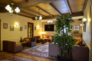 a large living room with couches and a rug at Hôtel Saint-Georges in Saint-Jean-de-Maurienne