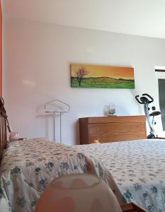 a bedroom with a bed and a painting on the wall at Bed &Breakfast Bellavista in San Giovanni Bianco