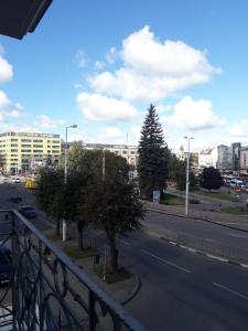 カリーニングラードにあるКвартира в самом центре Калининградаの木の通りのバルコニーからの眺め