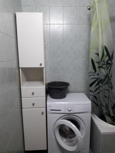 カリーニングラードにあるКвартира в самом центре Калининградаの洗濯機付きのバスルーム