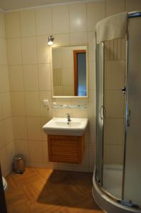 カルパチにあるMonaliのバスルーム(シンク、鏡、シャワー付)