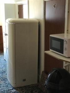 ビスターにあるWeston Grounds Farmの電子レンジが上に付いた白い冷蔵庫