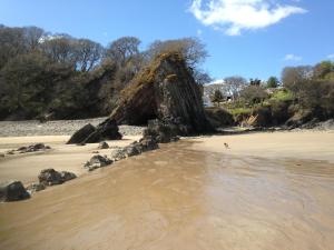 a sandy beach with a body of water at Merlewood Hotel in Saundersfoot