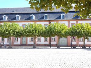 a row of trees in front of a building at Moderne Wohnung in barockem Altstadthaus nahe Altstadt und Radweg in Blieskastel