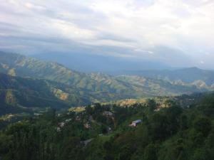a view of a valley with trees and mountains at Shiva Guest House in Dhulikhel