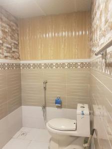 ein Bad mit einem weißen WC in einem Zimmer in der Unterkunft Khunjerab Hotel Sost in Gircha