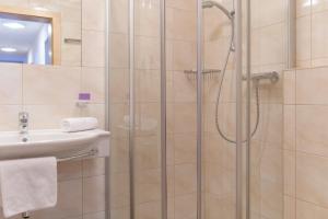 佩特诺伊阿尔贝格Apart Bellevue的浴室配有淋浴和洗手池