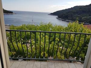 a balcony with a view of a body of water at Apartments Villa Hansal in Saplunara +17 photos
