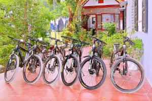 a group of bikes parked next to a building at Tam Coc Family Friendly Homestay in Ninh Binh