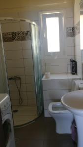 キベリオンにあるKiveri Cave Apartment U4のバスルーム(シャワー、トイレ、シンク付)