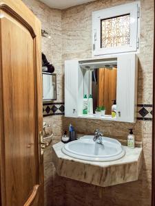 ein Bad mit einem Waschbecken und einem Spiegel in der Unterkunft Estudio Inora in Granada