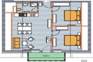 オストゼーバート・コゼロウにあるHaus Clara Wohnung 08の青年館の床面図