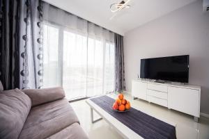 salon z kanapą i telewizorem w obiekcie Penthouse 2 bedrooms in Mil Palmeras w mieście Pilar de la Horadada