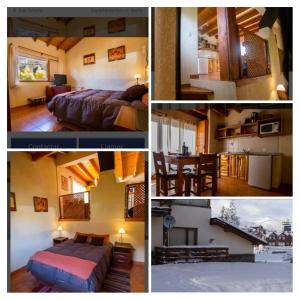 un collage de fotos de un dormitorio y una habitación en Enjoy Catedral en San Carlos de Bariloche