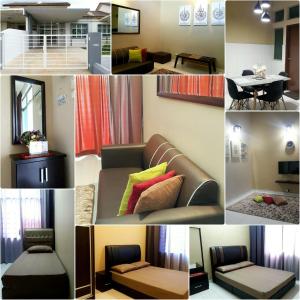 a collage of photos of a living room with a couch at LindaNazri Homestay MITC Melaka in Melaka