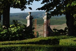 un portail au milieu d'un champ dans l'établissement Castello di Modanella, à Rapolano Terme