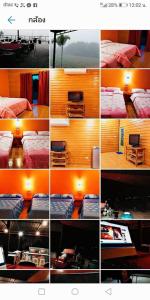 a collage of photos of a room with beds at เฟรนด์แคมป์ in Khao Kho