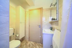 ein Bad mit einem WC und einem Waschbecken in der Unterkunft Stela in Pinezici