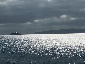 カニコにあるPenthouse Canico Marの太陽が反射する大量の水