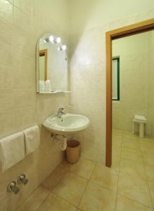 uma casa de banho com um lavatório e um espelho em Hotel Torre em Sondalo