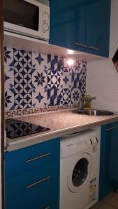 una cucina con lavandino e lavatrice di Domaine de Belfond a Sainte-Anne