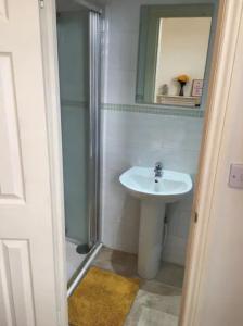 a bathroom with a sink and a shower and a mirror at The Leeman Rose in York