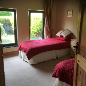 1 dormitorio con 2 camas y ventana en ocean view en Wexford