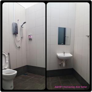 uma casa de banho com um WC e um lavatório em A&H 81 HOMESTAY ALOR SETAR em Alor Setar