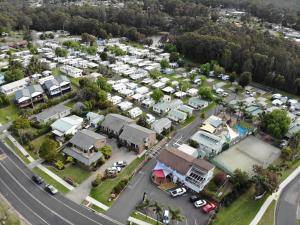 an aerial view of a suburb with houses at Pleasurelea Tourist Resort & Caravan Park in Batemans Bay