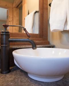 a sink with a faucet in a bathroom at Wayward Cottage in Pisgah