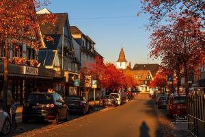 a city street with cars parked on the side of the road at Ferienwohnung Debray in Winterberg