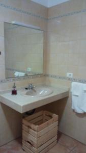 een badkamer met een wastafel en een spiegel bij APARTAMENTOS EL CIENO in La Playa Calera
