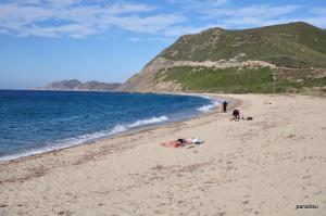 a group of people on a beach near the water at Le Domaine De Marie in Palasca