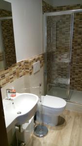 a bathroom with a toilet and a sink and a shower at Accanto al Duomo in Florence
