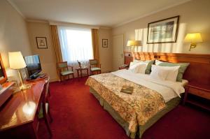 a hotel room with a large bed and a television at Hotel Mazurkas in Ożarów Mazowiecki +24 photos