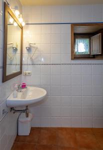 a bathroom with a sink and a mirror at Torre Gelbert in Puigcerdà