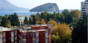 - une vue sur une ville avec des bâtiments et l'eau dans l'établissement Olimp Lux II, à Budva