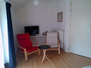 TV a/nebo společenská místnost v ubytování Bed & Breakfast Uiterburen