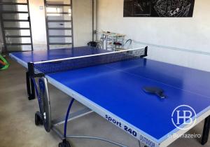 a blue ping pong table in a room at Herdade do Burrazeiro in Borba