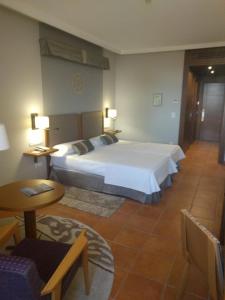 a hotel room with a bed and a desk at Parador de Lorca in Lorca