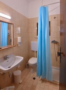 W łazience znajduje się umywalka, toaleta i prysznic. w obiekcie Hotel Lyda w mieście Guwes
