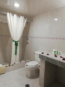 Ett badrum på Hotel Santiago