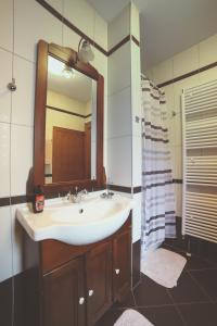 uma casa de banho com um lavatório e um espelho em Studio apartman Vuković em Varaždin