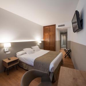 a hotel room with a bed and a television at Hotel Airiños 3* in Cangas de Morrazo